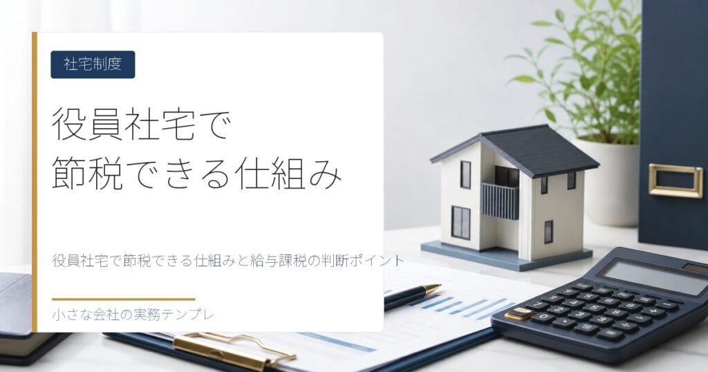 役員社宅で節税できる仕組みと給与課税の判断ポイント