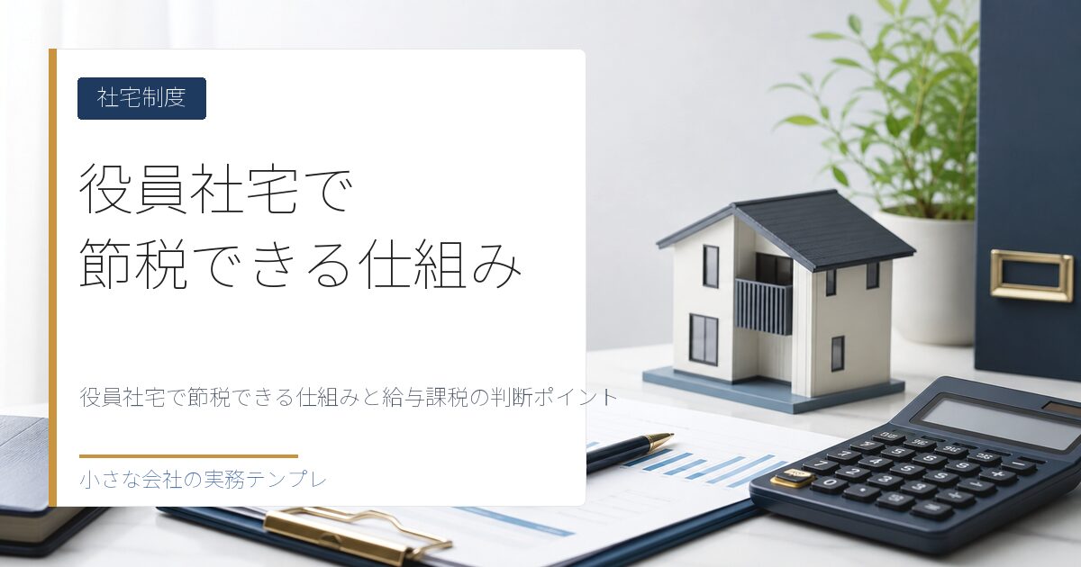 役員社宅で節税できる仕組みと給与課税の判断ポイント