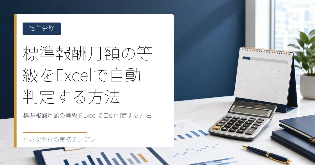 標準報酬月額の等級をExcelで自動判定する方法【保険料額表の関数化】