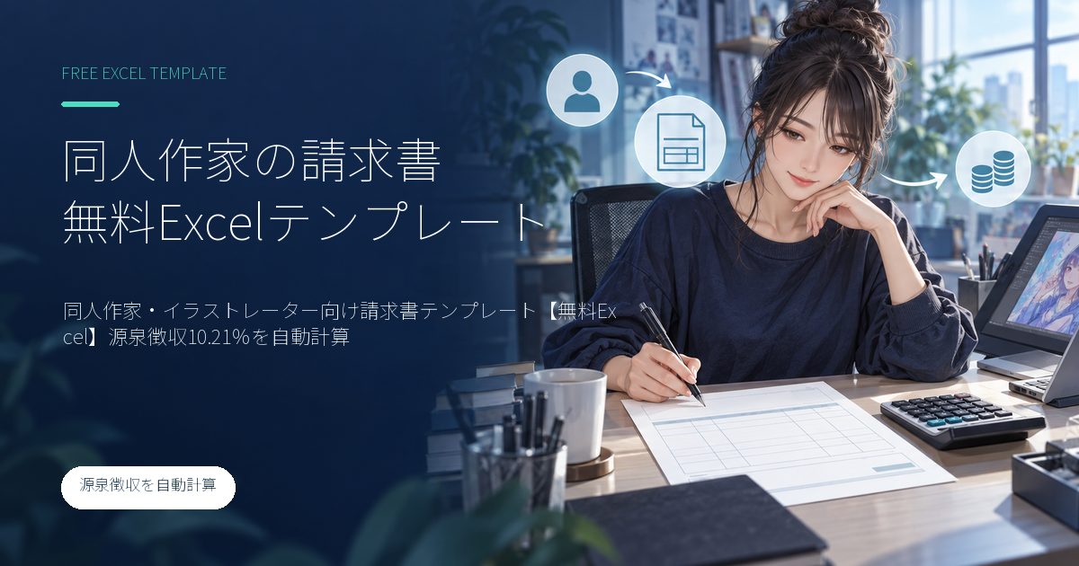 同人作家・イラストレーター向け請求書テンプレート【無料Excel】源泉徴収10.21％を自動計算