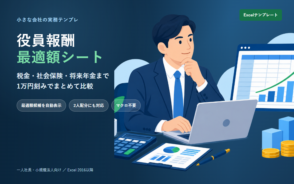 役員報酬最適額シートのExcel画面と商品名