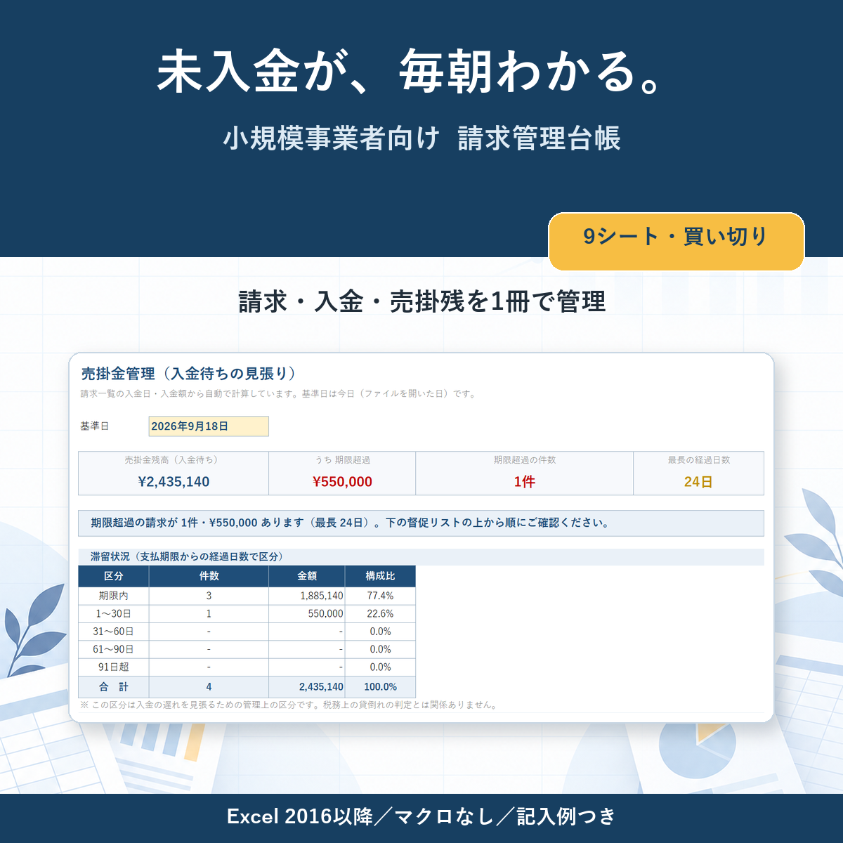 小規模事業者向け 請求管理台帳(Excel)