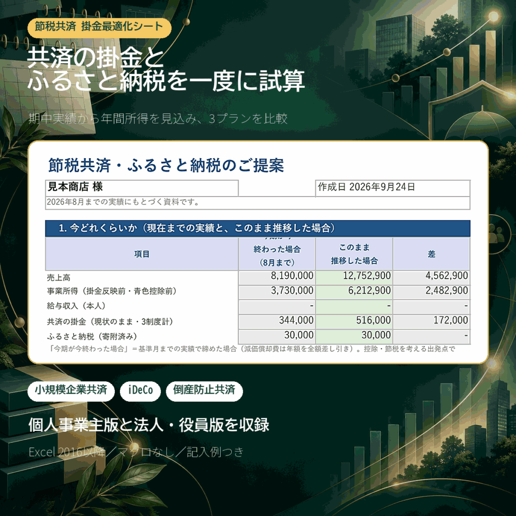節税共済 掛金最適化シートの商品画面
